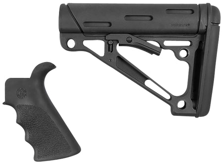 Hogue 15055 OverMolded Combo Kit Collapsible Stock & Beavertail Grip for AR-15 Commercial Tube Black