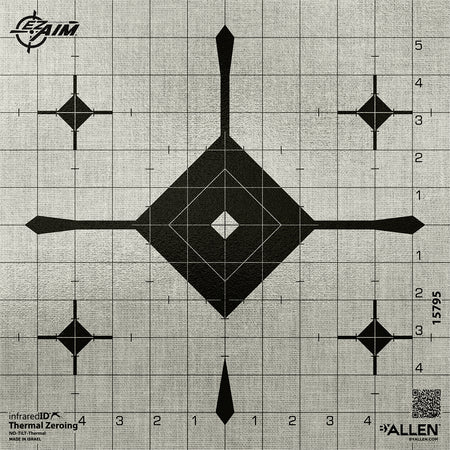 EZ-Aim 15795 Grid Bullseye Adhesive Thermal ID Bullseye Paper Target 12" x 12" Gray