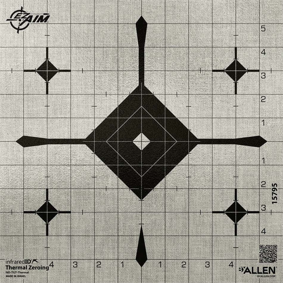 EZ-Aim 15795 Grid Bullseye Adhesive Thermal ID Bullseye Paper Target 12" x 12" Gray