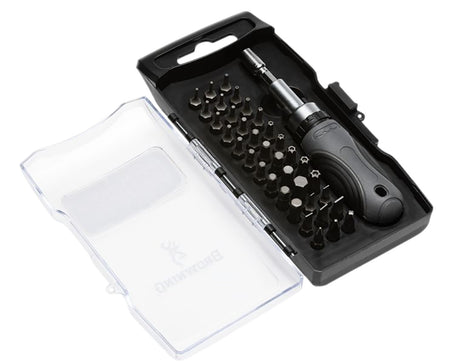 Browning 12450 Firearm Tool Kit 38-Piece Set with Ratcheting Screwdriver Hex Torx Phillips Flathead Bits Black