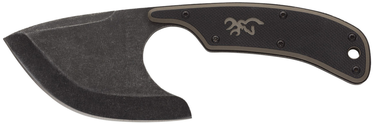 Browning Cutoff Skinner Fixed Blade Knife 2.50" Black Oxide Stonewashed 9Cr14MoV SS Blade Black/Tan G10 Handle w/Sheath