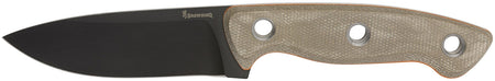 Browning Desolation Small Fixed Blade Knife 3.75" Modified Drop Point Black Powder Coat 440C SS Tan Micarta