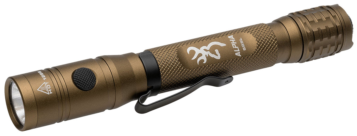 Browning 3711256 Alpha 2AA Compact Flashlight Burnt Bronze 36-525 Lumens White LED/Green