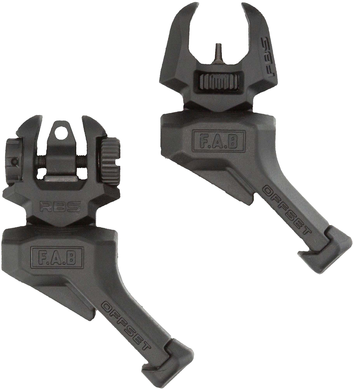 FAB Defense FXFRBSOSB Front & Rear Offset Flip-Up Iron Sight Set Black