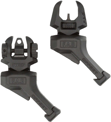 FAB Defense FXFRBSOSB Front & Rear Offset Flip-Up Iron Sight Set Black