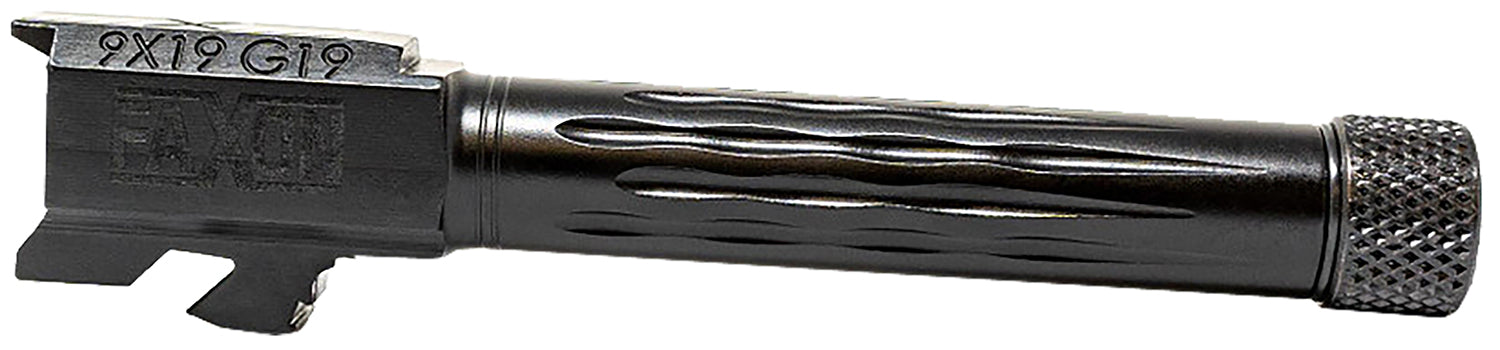 Faxon Firearms Match Series 9mm Luger Flame Fluted Barrel Compatible with Glock 45 and Glock 19 Gen2-5, Black Nitride 416R Stainless