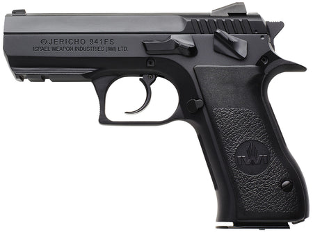 IWI US J941FS910ORP Jericho 941 Mid-Size Frame 9mm Luger 10+1 3.80" Black Chrome Lined Steel Barrel, Black Serrated Steel Slide & Frame w/Beavertail & Picatinny Rail, Black Textured Grips