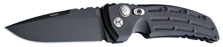 Hogue EX-A01 4" Folding Drop Point Knife, Black Cerakote 154CM SS Blade, Matte Black Fluted Aluminum Handle