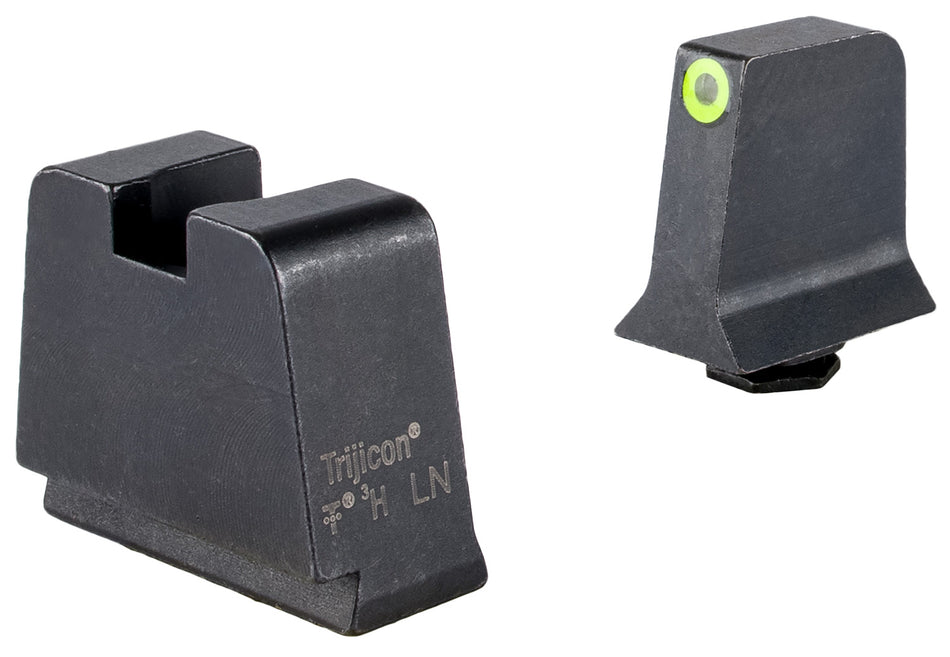 Trijicon GL243C601147 Suppressor/Optic Height Sights Green Tritium Yellow Outline Front Black Blank Rear Glock 42/43/43X