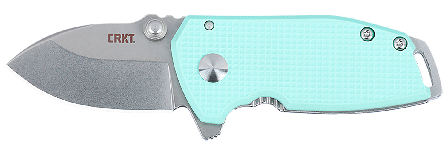 CRKT 2485B SQUID Compact 1.75" Folding Drop Point Stonewashed D2 Steel Blade, Blue G10 and Stainless Steel Handle