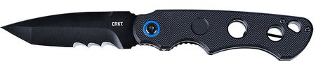 CRKT 2606 A.B.C. 3.39" Folding Tanto Veff Serrated Black Oxide 12C27 Sandvik Blade, Black Textured G10 Handle