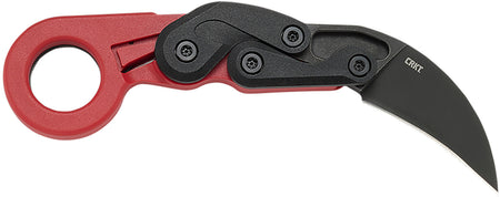 CRKT 4041R Provoke 2.47" Folding Hawkbill Plain Black Stonewashed 1.4116 SS Blade, Red Grivory Handle, Kinematic Technology