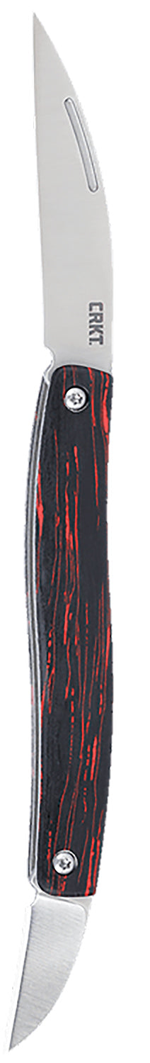 CRKT 4810 Forebear Two-Blade Folding Knife 1.06"/2.29" Wharncliffe Satin 12C27 Sandvik Blades, Black/Red G10 Handle