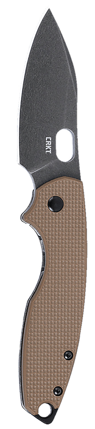 CRKT 5317B Pilar III 2.97" Folding Spear Point Stonewashed D2 Steel Blade, Brown G10 and Stainless Steel Handle