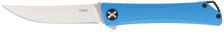 CRKT 7540 Kalbi EDC Folding Knife 3.28" Upswept Plain Satin 440 Acuto SS Blade, Blue Crosshatch Aluminum Handle