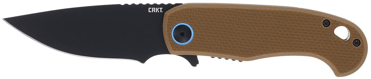 CRKT 7910 P.S.D. II Folding Knife 3.03" Drop Point Plain Black EDP AUS-10 Blade, Coyote Tan G10 Handle