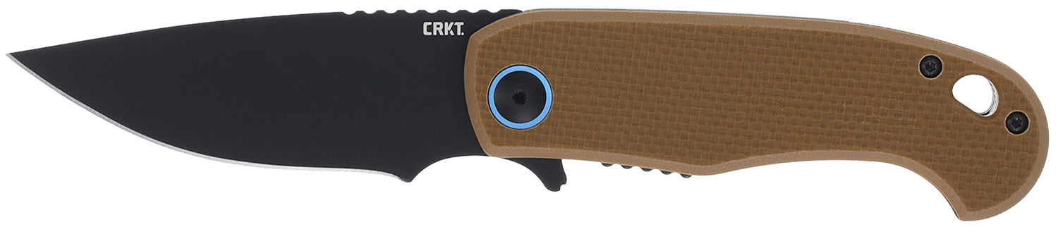 CRKT 7910 P.S.D. II Folding Knife 3.03" Drop Point Plain Black EDP AUS-10 Blade, Coyote Tan G10 Handle