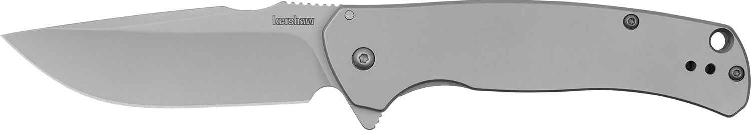 Kershaw Scour Assisted Opening Folding Knife 3.30" Drop Point Bead Blasted 8Cr13MoV Blade, Stainless Steel Handle