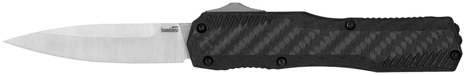 Kershaw Livewire OTF Automatic Dagger 3.35" Double Edge Black PVD CPM MagnaCut Blade, Black Anodized Aluminum Handle