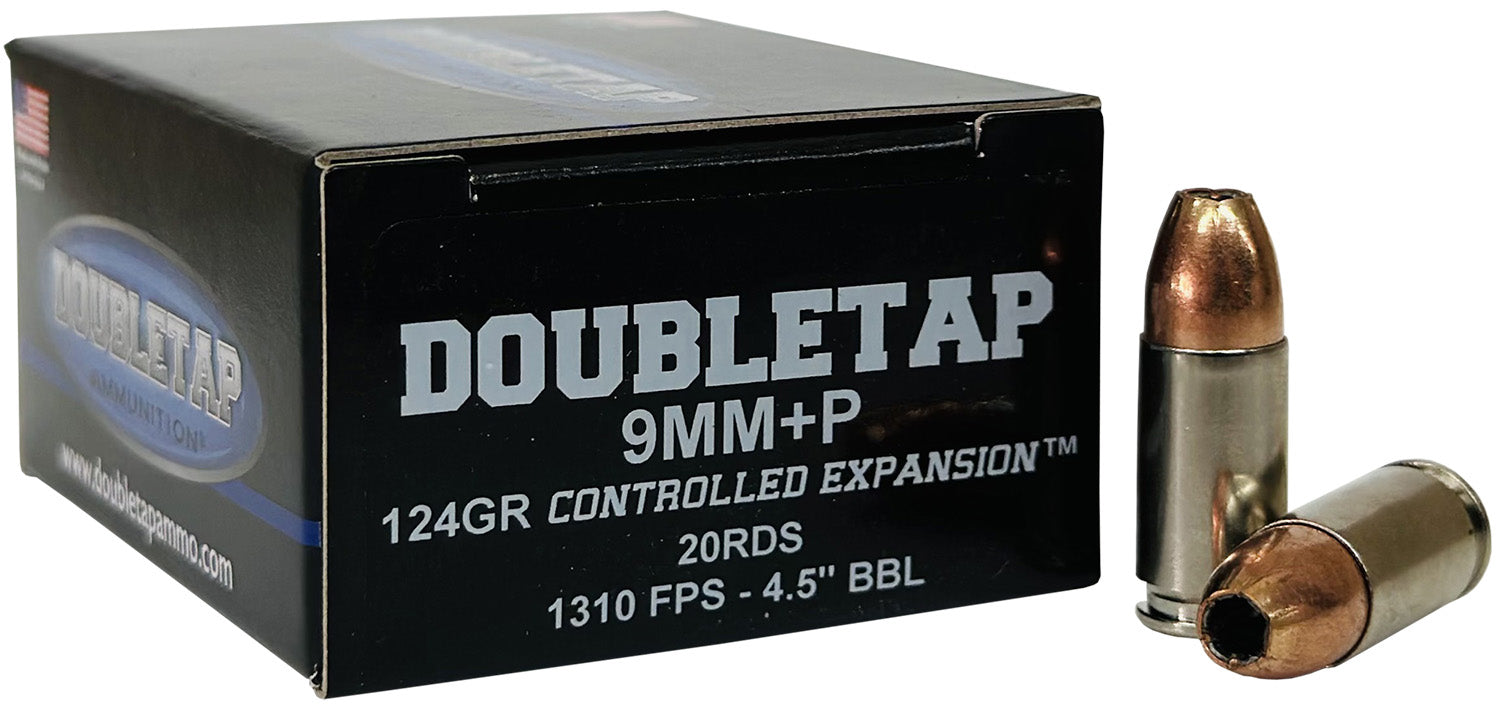 DoubleTap 9MM124HP20  +P Hollow Point HP 124 Grain 9mm Luger/Parabellum