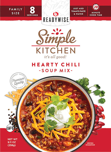 ReadyWise Simple Kitchen Hearty Chili RWSK05064 8-Serving Pouch 6 Per Case