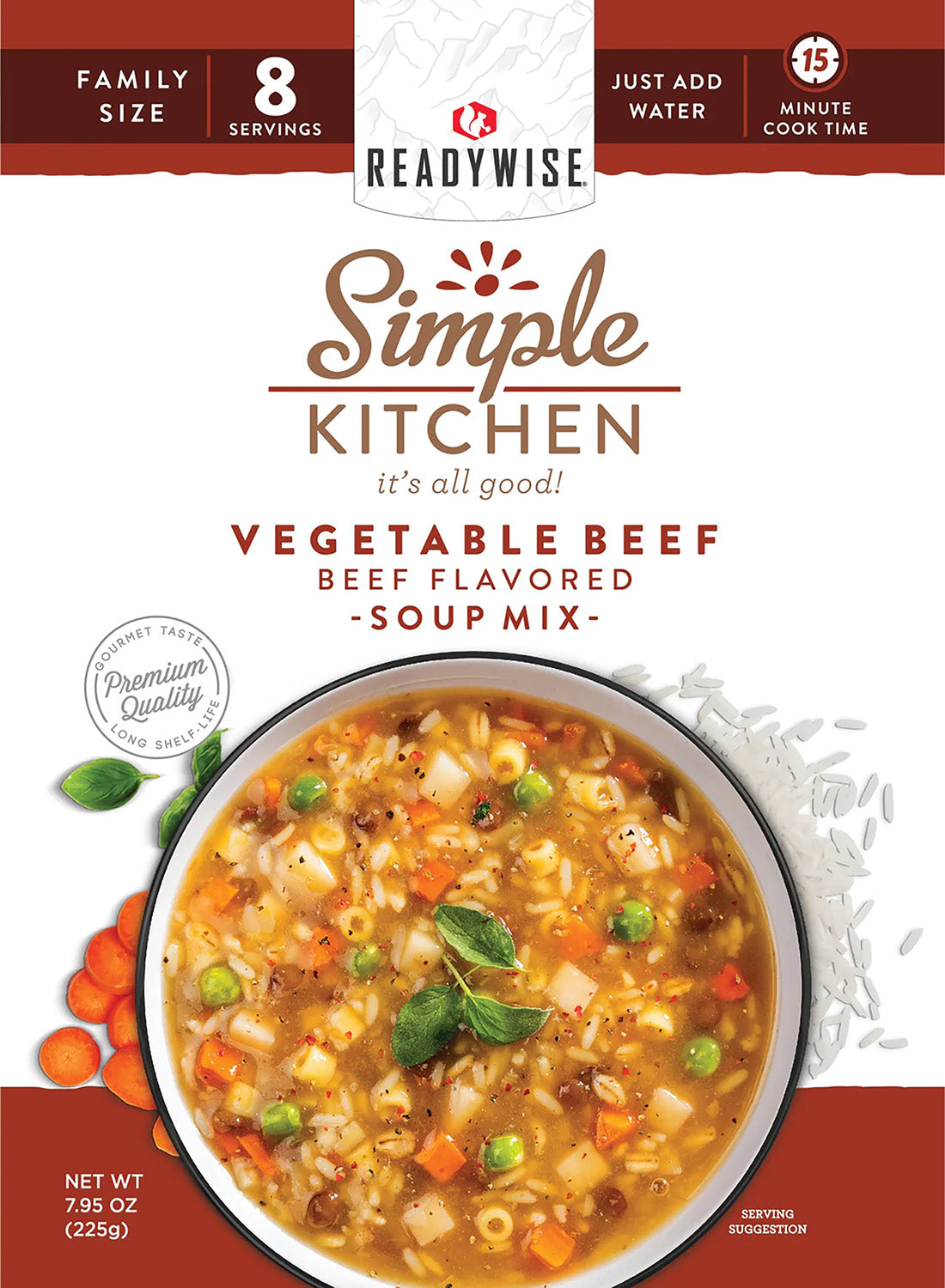 ReadyWise Simple Kitchen Vegetable Beef Soup RWSK05067 8-Serving Pouch 6 Per Case
