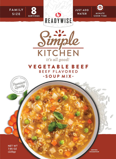 ReadyWise Simple Kitchen Vegetable Beef Soup RWSK05067 8-Serving Pouch 6 Per Case