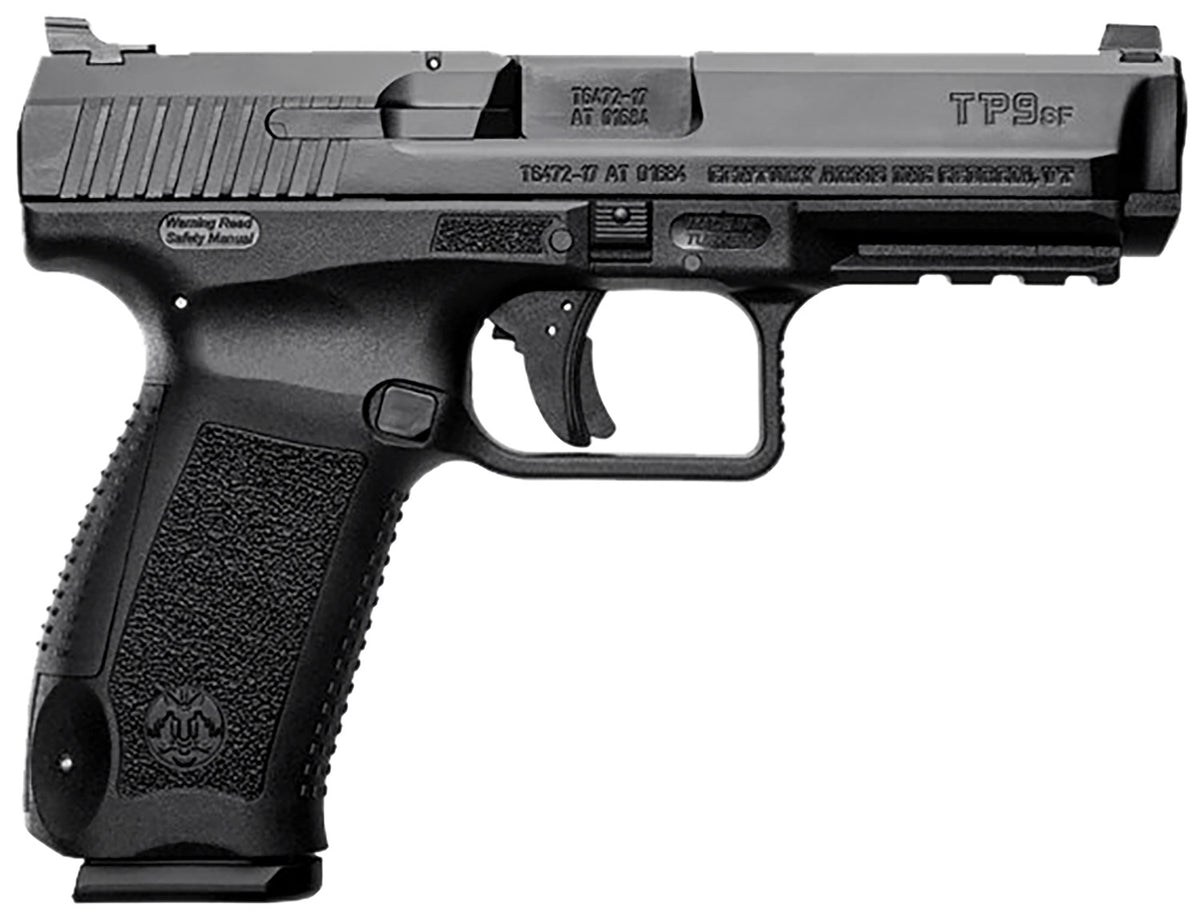 Canik HG4865N TP9 SF Full Size 9mm Luger 18+1 4.46" Black Nitride Match Grade Barrel, Black Cerakote Serrated Steel Slide & Polymer Frame w/Picatinny Rail, Black Interchangeable Backstrap Grip