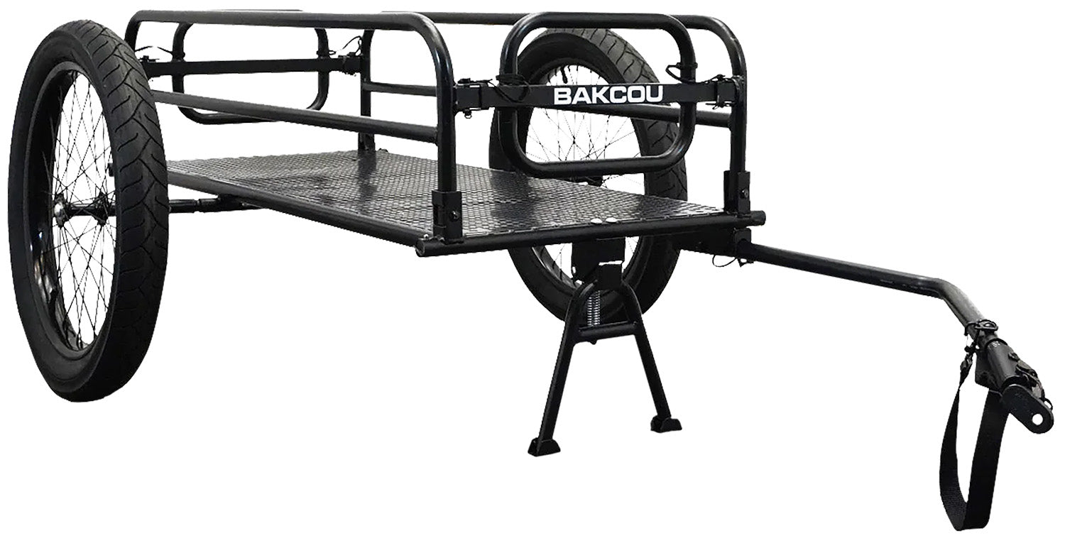 Bakcou Folding Cargo eBike Trailer Black 70" with Kickstand 20x3 Fat Tires 150-200 lb Capacity