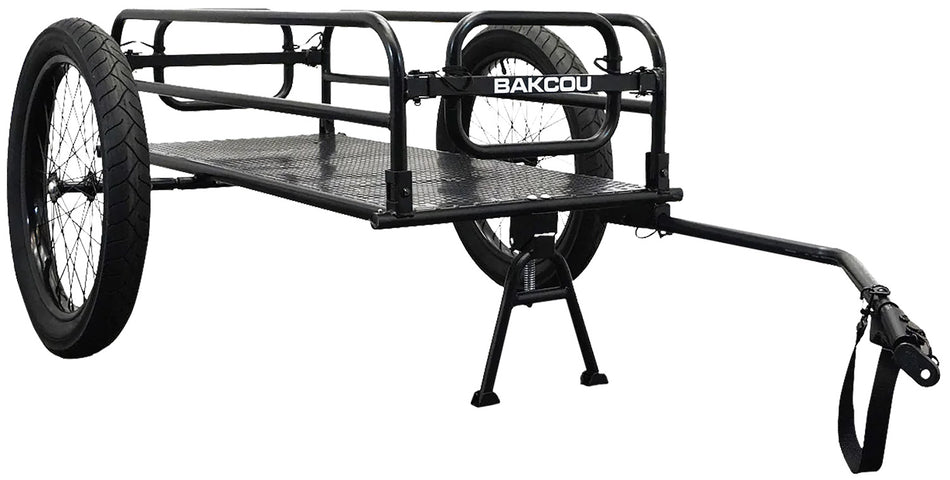 Bakcou Folding Cargo eBike Trailer Black 70" with Kickstand 20x3 Fat Tires 150-200 lb Capacity