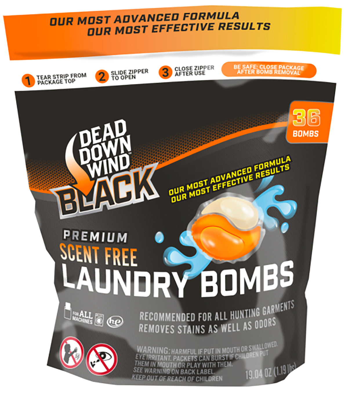 Dead Down Wind Black Premium Laundry Bombs Odor Eliminator 36-Count