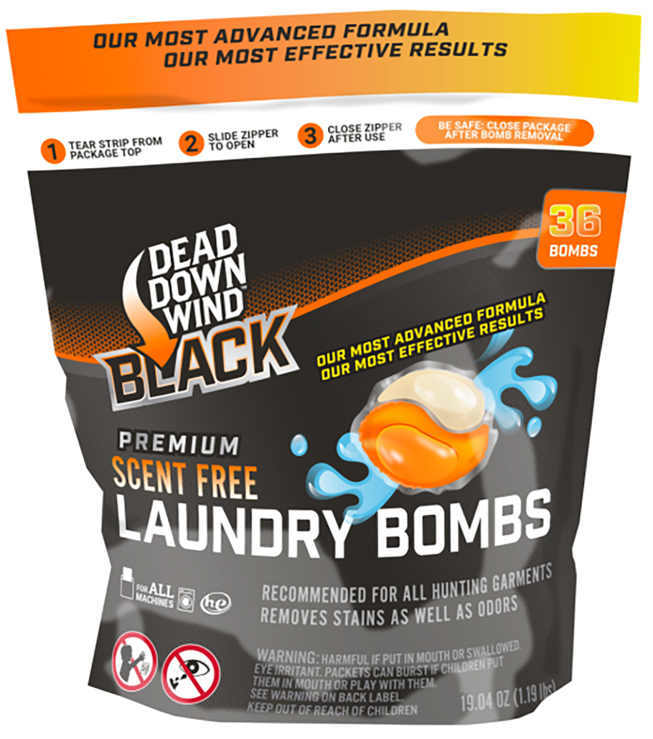 Dead Down Wind Black Premium Laundry Bombs Odor Eliminator 36-Count