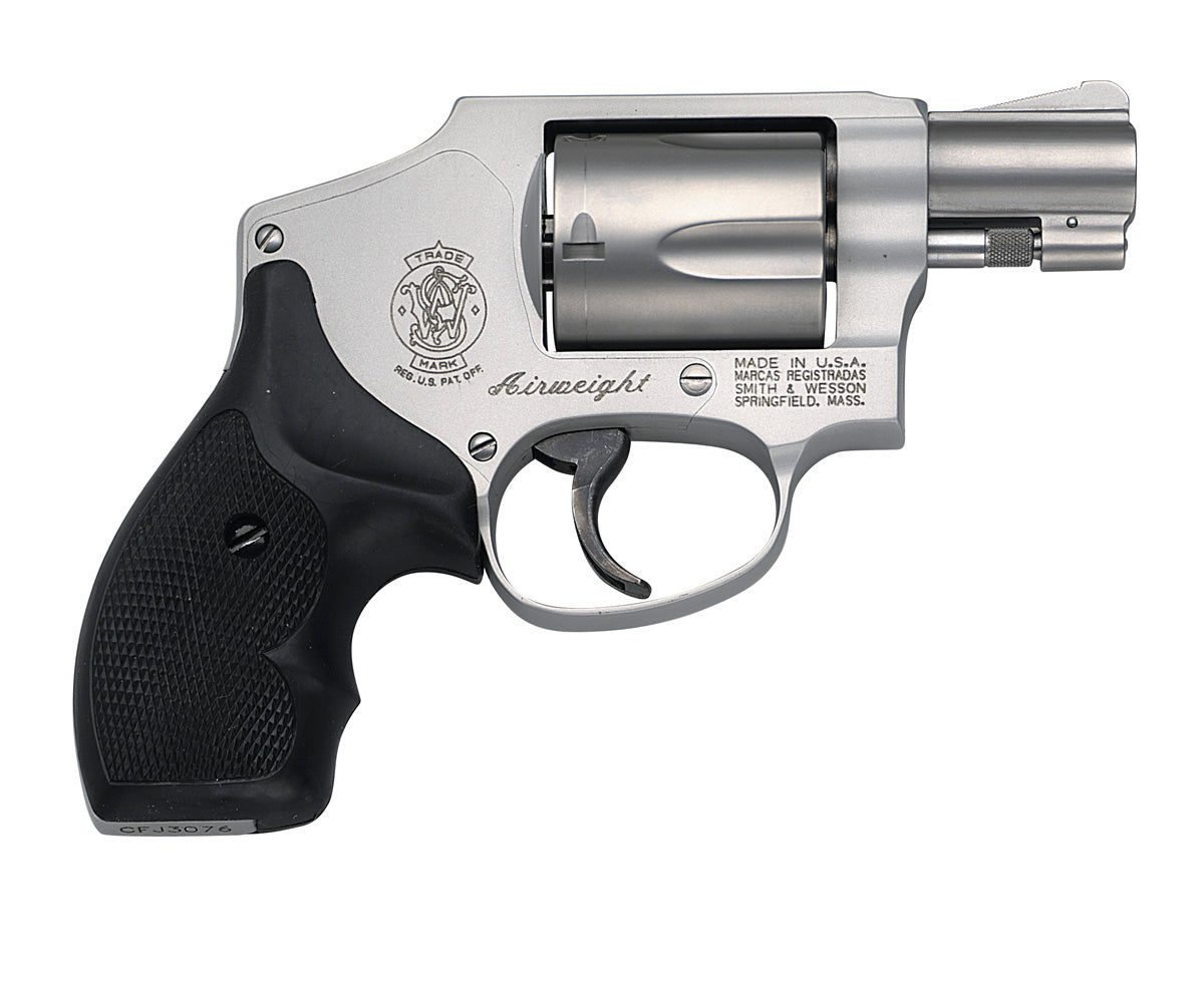 Smith & Wesson 103810 Model 642 Airweight J-Frame 38 Special +P 5 Shot 1.88" Stainless Steel Barrel, Stainless Cylinder, Stainless Aluminum Frame, Black Finger Grooved Grip, Concealed Hammer