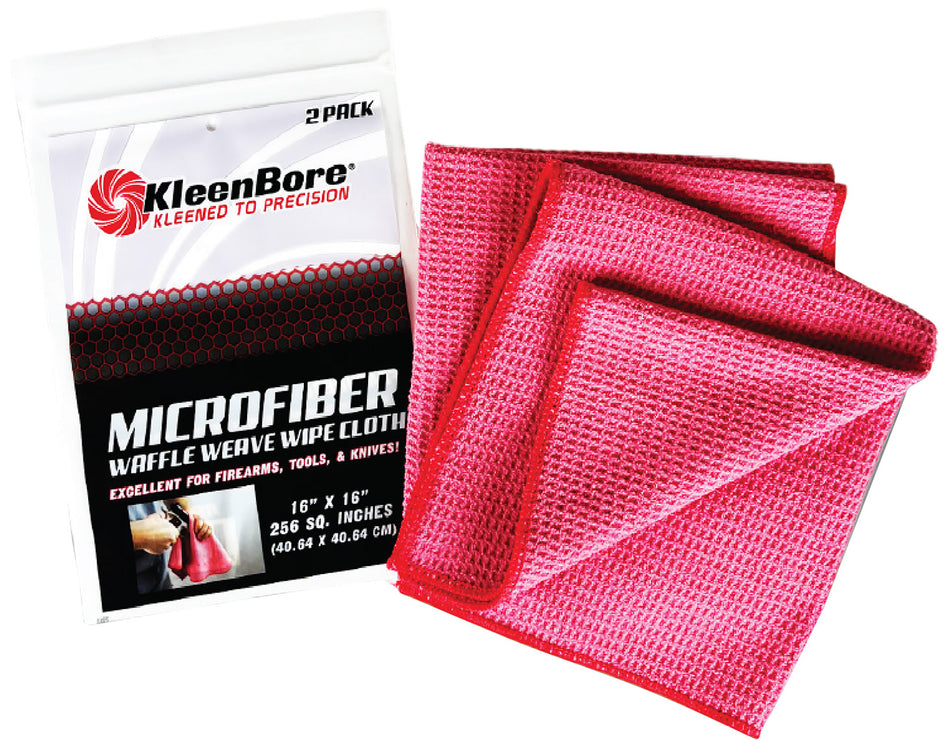 KleenBore MCR Microfiber Waffle Weave Cleaning Cloth 16" x 16" 2 Pack