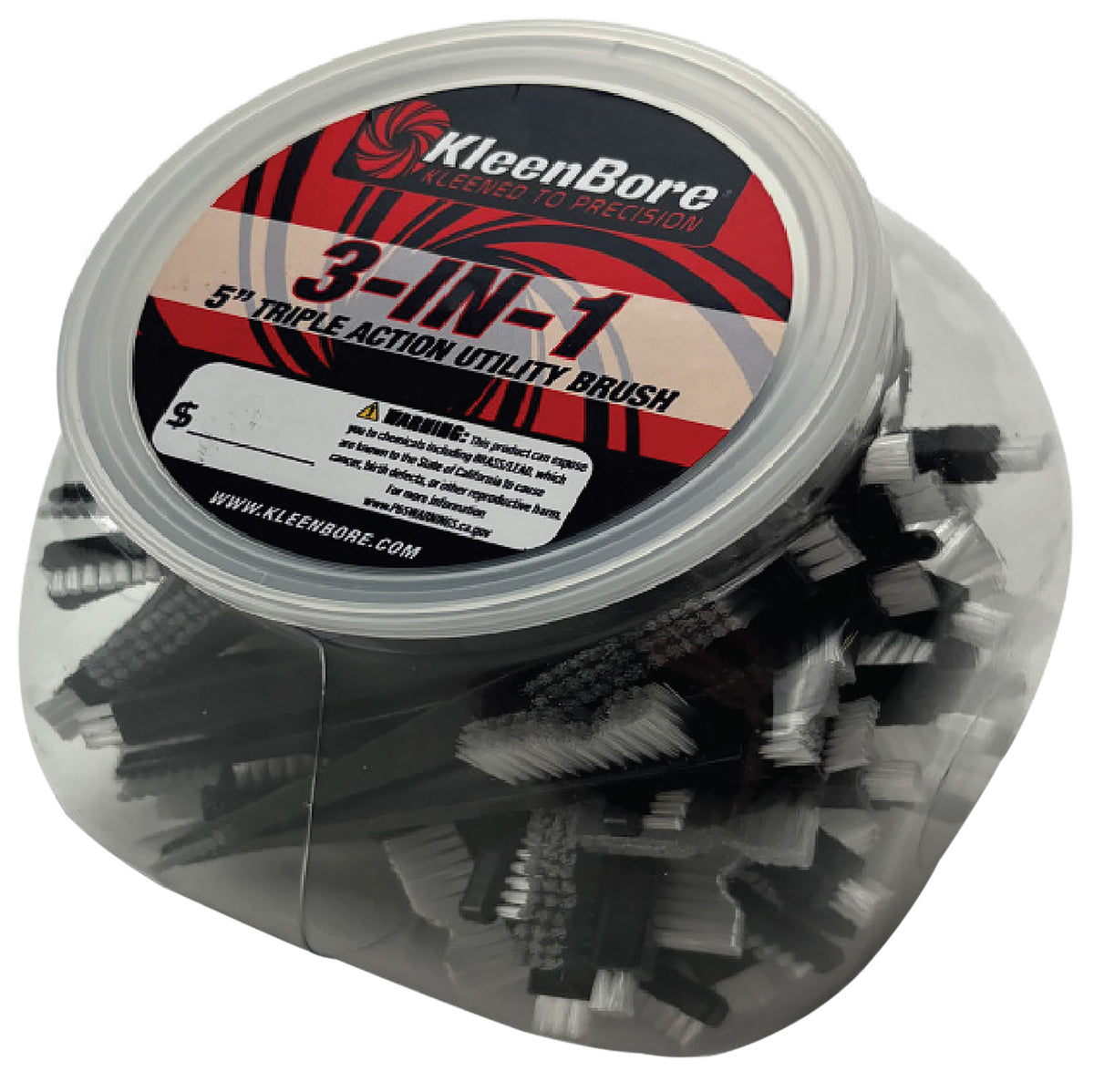 KleenBore UT221CGLOBE Triple Action Nylon Utility Brush 5" Firearm Cleaning 50 Count Globe