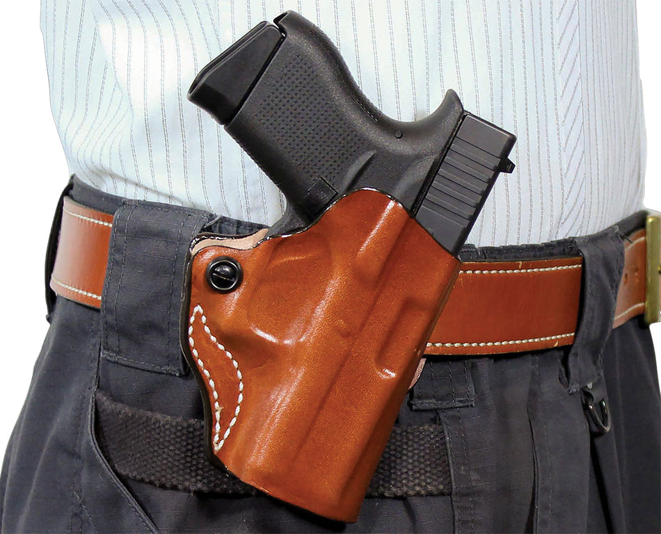 DeSantis Mini Scabbard OWB Tan Leather Holster Sig Sauer P365 w/Red Dot Right Hand
