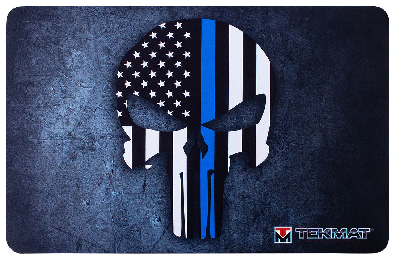 TekMat Punisher Blue Line Printed Gun Cleaning Mat Black/White/Blue Rubber 11"x17"