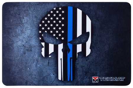 TekMat Punisher Blue Line Printed Gun Cleaning Mat Black/White/Blue Rubber 11"x17"