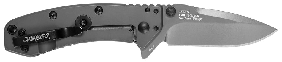 Kershaw Cryo Folding Knife 2.75" Drop Point Gray TiN 8Cr13MoV SS Blade, Gray PVD Stainless Steel Handle