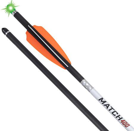 TenPoint Match 400 Alpha Blaze Lighted Carbon 20-Inch Crossbow Arrow .004 Straightness Green 3 Pack