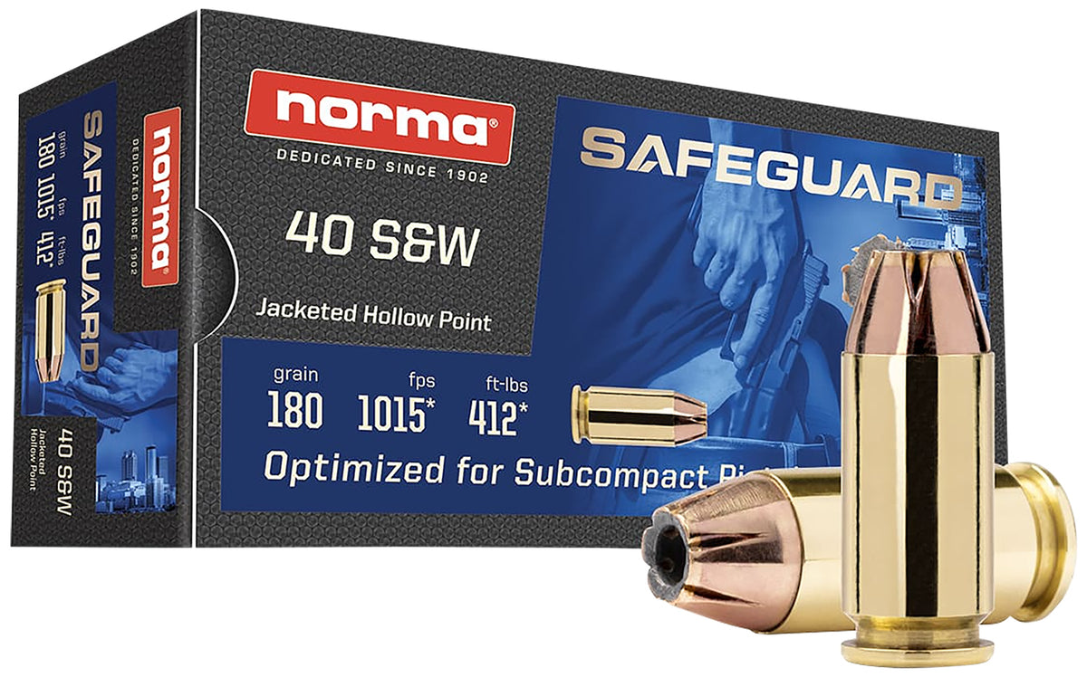 Norma 801407727 Safeguard Jacketed Hollow Point JHP 180 Grain .40 S&W