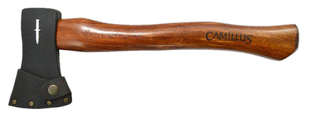 Camillus 19345 American Hickory Hatchet Plain Carbon Steel Blade, 14" Hickory Handle, 16" Overall with Leather Sheath
