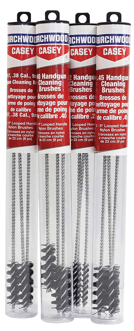 Birchwood Casey 41210 Looped Handgun Cleaning Brushes 9mm/357/38/380 9" Nylon 3 Pack
