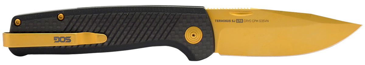 SOG Terminus SJ LTE 2.90" Folding Slip Joint Knife Gold TiNi S35VN Blade, Graphite G10 Handle