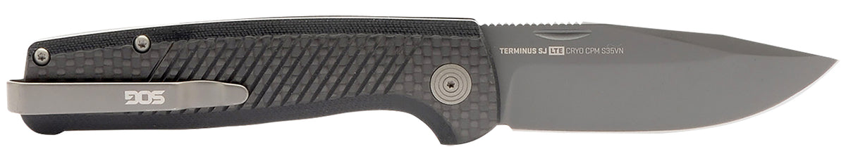 SOG Terminus SJ LTE 2.90" Folding Slip Joint Knife Plain Black TiNi S35VN Blade, Graphite G10 Handle