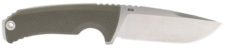 SOG Tellus FX Fixed Blade Knife 4.20" Clip Point Stonewashed Cryo 440C SS Blade Olive Drab GRN Handle
