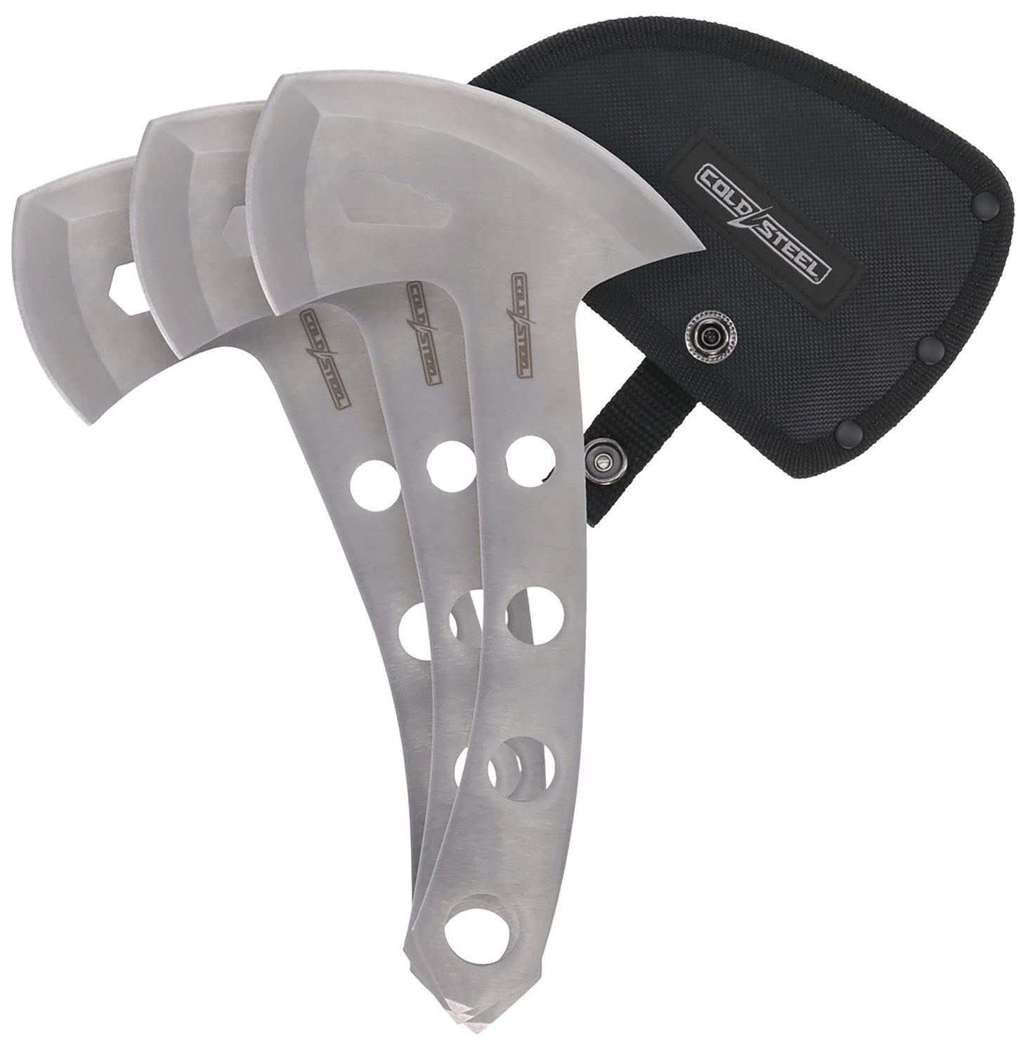 Cold Steel Throwing Axes Set of 3, 5" Plain 420 Stainless Steel Blade with Nylon Sheath