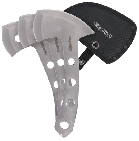 Cold Steel Throwing Axes Set of 3, 5" Plain 420 Stainless Steel Blade with Nylon Sheath