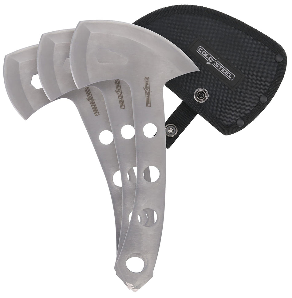 Cold Steel Throwing Axes Set of 3, 5" Plain 420 Stainless Steel Blade with Nylon Sheath
