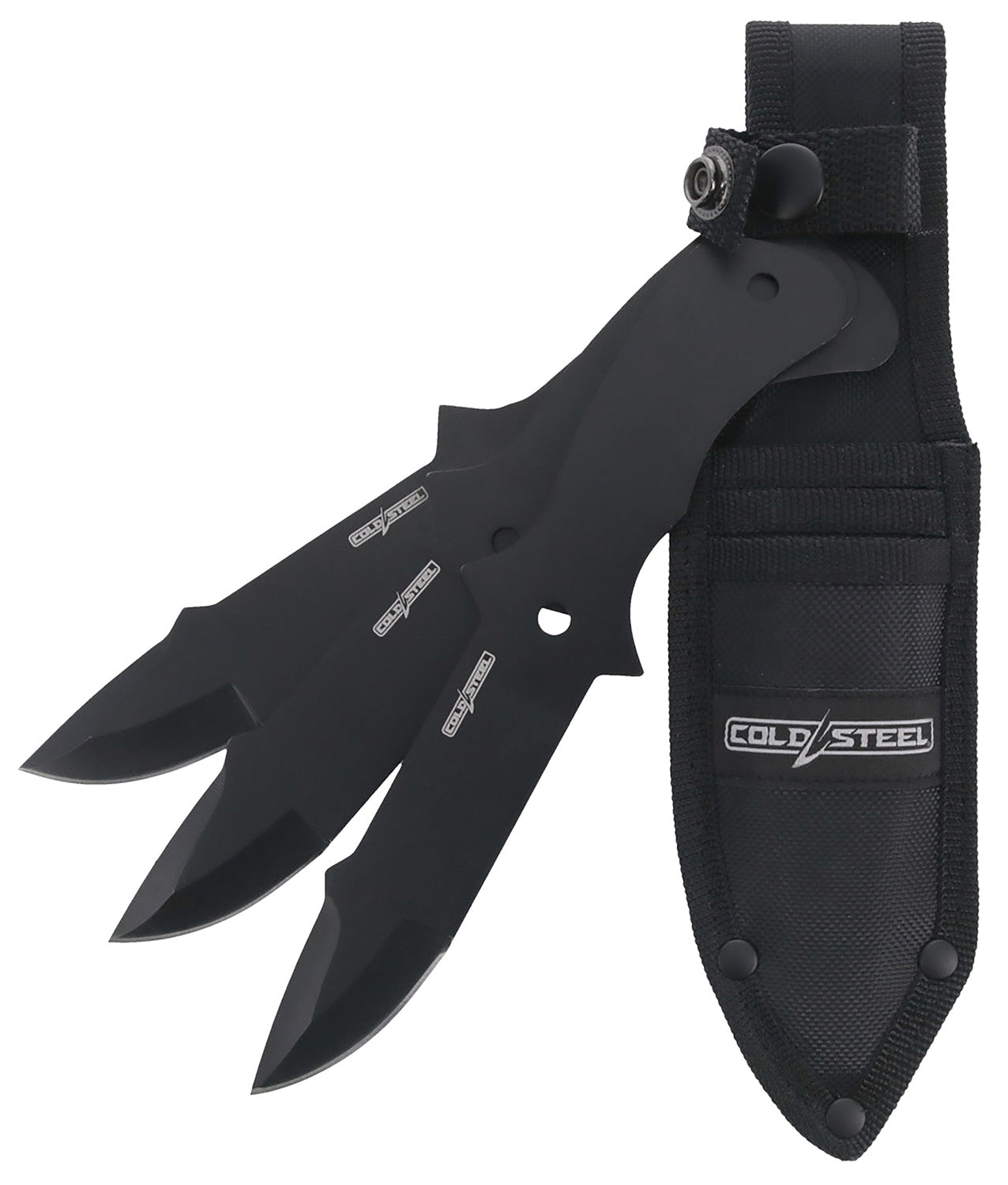 Cold Steel Throwing Knives Set of 3, Fixed 8" Drop Point Black Oxide 420 Stainless Steel Blade w/ Sheath